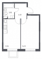 1-комнатная квартира 36,7 м2 ЖК «Томилино Парк»